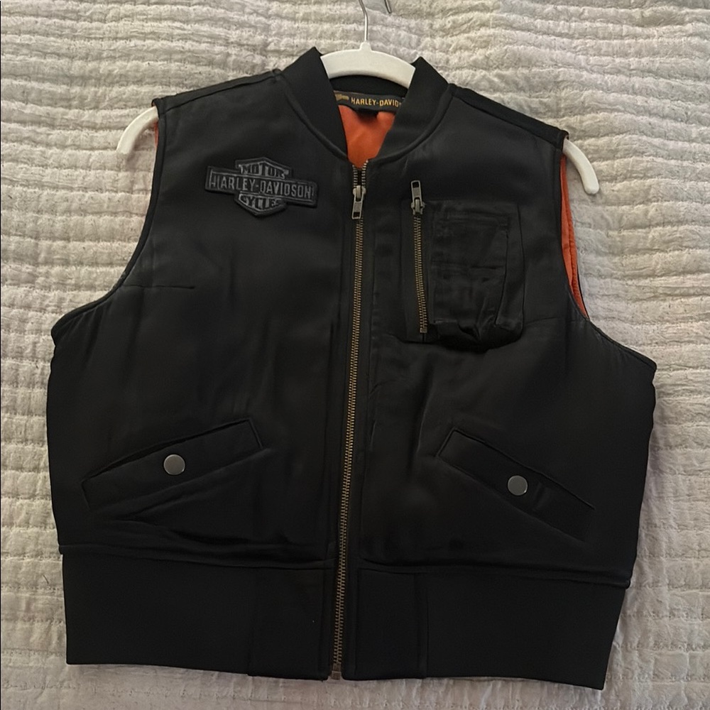 Harley-Davidson Black Vest with Orange Accents
